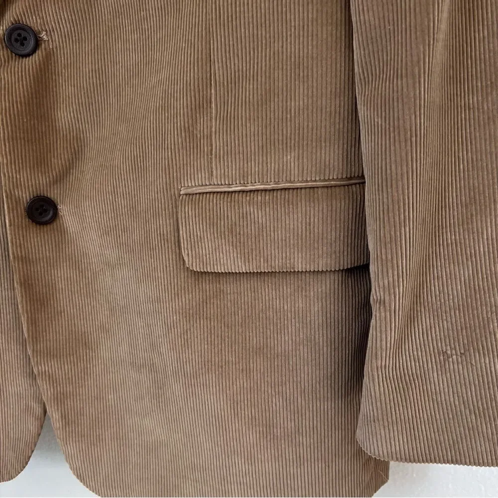 Stafford Mens Corduroy Blazer Jacket Size 44R Tan Academia Retro Lined Vent